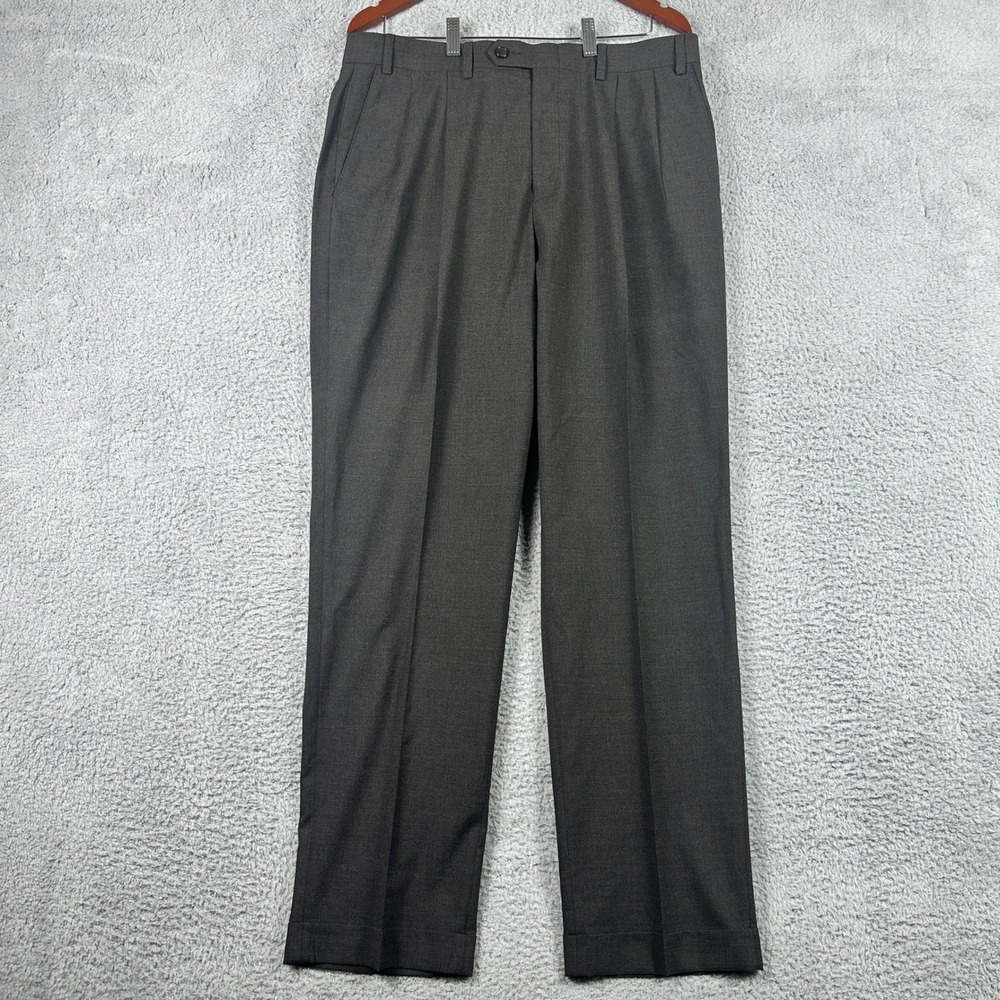 Ralph Ralph Lauren Pleated Dress‎ Pants Mens 36x32 Gray Glen Plaid Designer